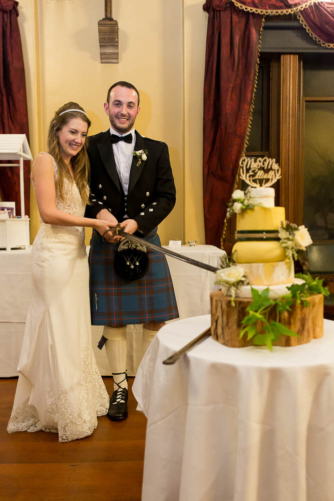 Larnach Castle harbour view wedding photo